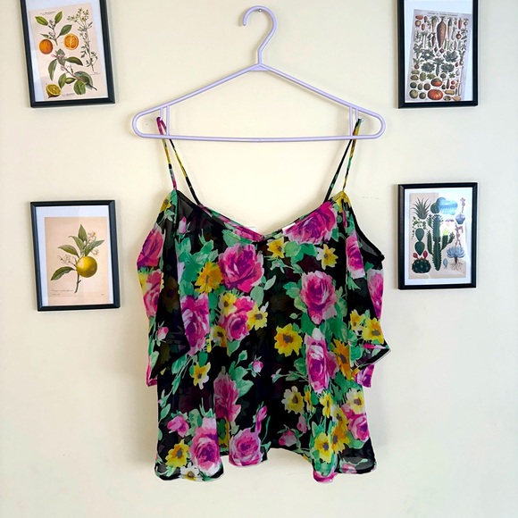 🧚♂️3/25🧚♂️ FLORAL PRINT SHEER TOP - Picture 1 of 4